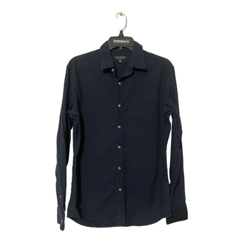 Banana Republic Mens Soft Wash Long Sleeve Navy Blue Button Up Shirt Size Small